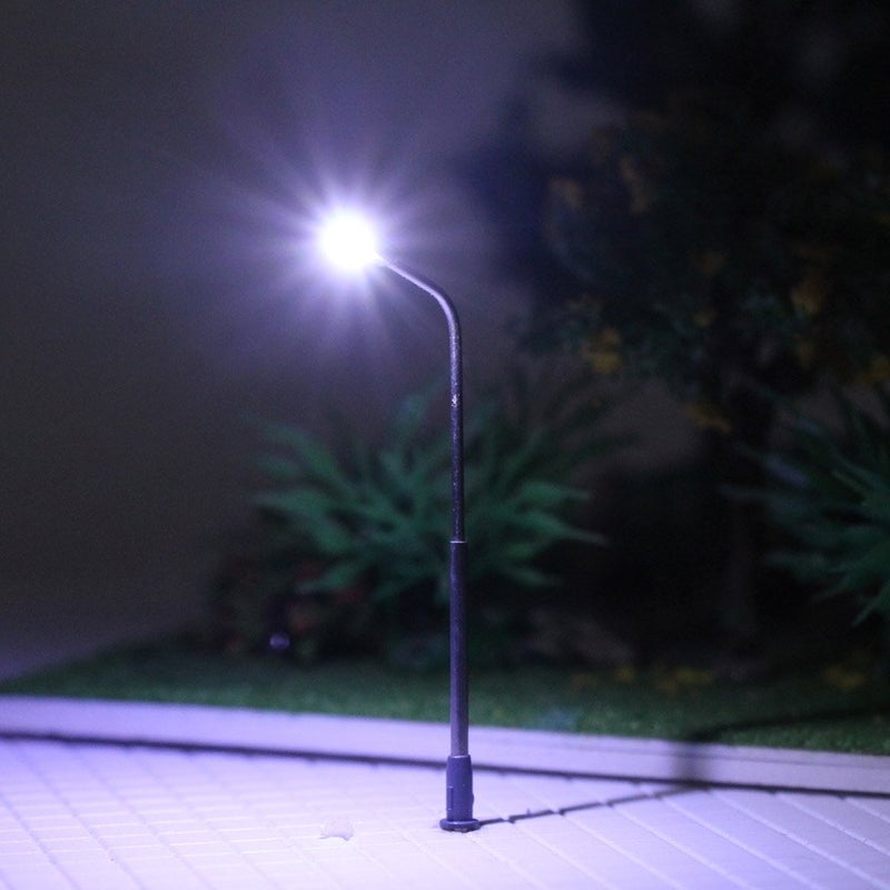 Evemodel LQS06 10pcs Model Railway Train Lamp Post Street Lights Bright White Lamps N Scale LEDs New - Image 2